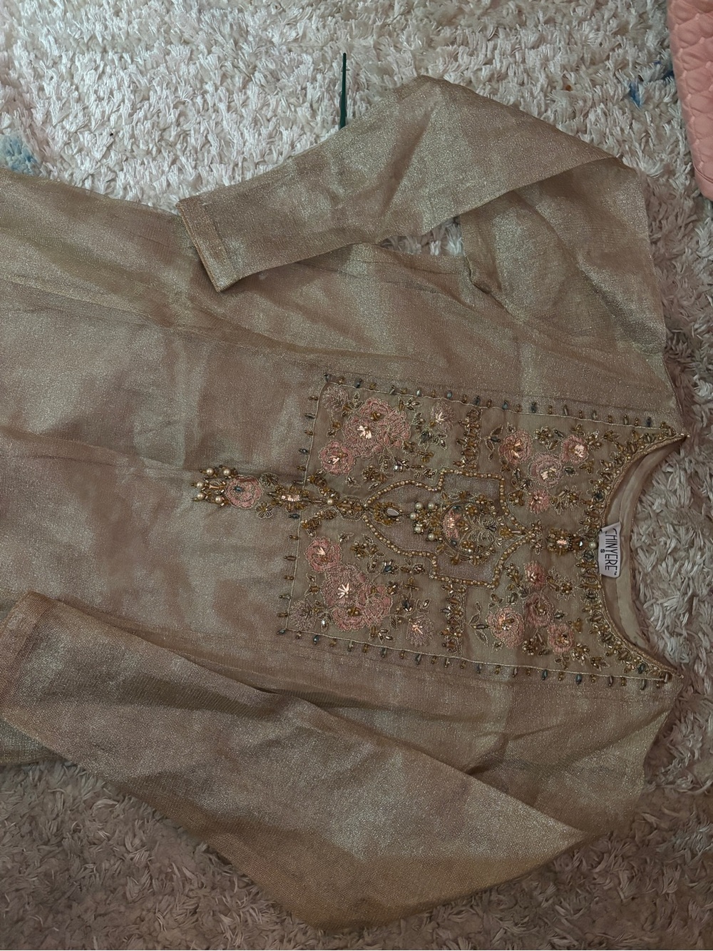 Gold Embroidered Women's Tunic Top